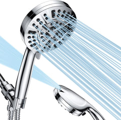 Gcirik High Pressure Shower Head with Handheld, 8 Spray Settings + 2 Power Jet Modes Shower Heads, 5.04" Detachable Showerhead Set with Stainless Steel Hose and Adjustable Bracket